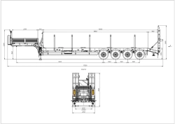Semitrailer 98132B (loading space design - load-bearing frame, platform, cones, front shield, gangway)