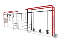 Outdoor complex with functional loops, net, tourniquet and weights