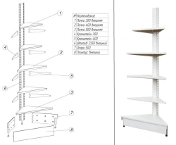 Shelving unit metal series "TS" 2350/500/500/500 external shelving unit