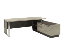 Table on pedestal base, metal support