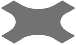 Radius cover X-cable outlet KLO 000 X, with overall dimensions from 150 mm to 1000 mm, with metal thickness 1.5 mm, with rad