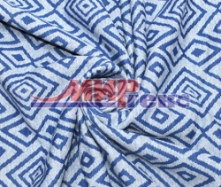 Mixed knitted fabric (XL-70%, PE-30%) printed, jacquard patterned, two-layer with horizontal weft