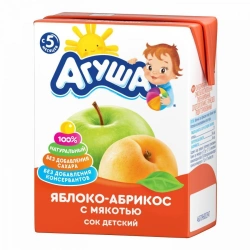 Agusha reconstituted apple-apricot juice with pulp, 0,2 litre