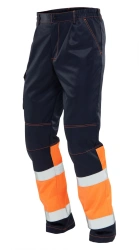 Men's special signal trousers REVERSE of high visibility 1st class, for protection against mechanical impacts, OPZ, made of poly