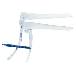 Polymer gynaecological mirror according to Cusco No. 2 (M) transparent with central screw fixator disposable with