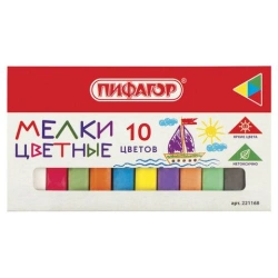 PIFAGOR coloured chalk, set of 10 pieces, square