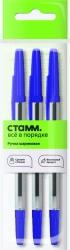 Ballpoint pen STAMM "Optima" blue, 1mm, 3pcs, Euro-suspended bag