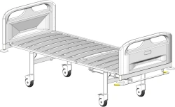 KF0-01-"MSC" (MSC-4101L) - General hospital bed with headrest, on wheels, plastic backrests, bed - plastic lamellas, reupholster