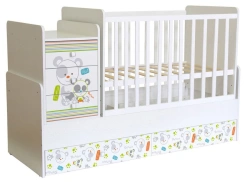 Polini kids Simple 1100 Pandas cot, white, article number 0001442.9.4