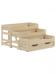 Children's three-drawer pull-out bed 1400 / colourless varnish
