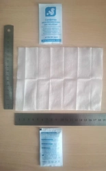 Disinfectant wipes for injections made of nonwoven fabric impregnated with 70% water-alcohol solution (ethyl), disposable.