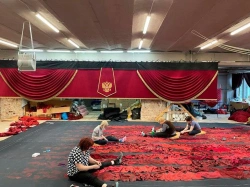 Textile goods TM VERA for decoration of a stage, an auditorium, interiors of premises: Stage clothes. Type harlequin pictorially