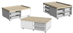 Mobile play table with drawers