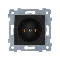 "AKSIOMA" Mechanism of a socket single socket with a socket plug with a curtain, modular installation. RS16-452 "anthracite"