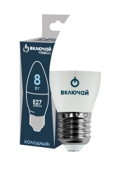 LED Lamp 8W E27 Candle 6500K 220V (LED PREMIUM C37-8W-E27-WW) Include RUSSIA