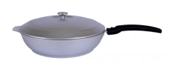 Frying pan 220/50mm (uncoated) cast aluminium Kukmara TM, with removable Bakelite handle, with aluminium lid
