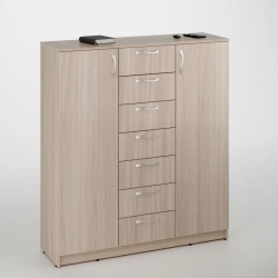 Low filing cabinet 2 doors, with drawers.