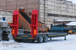Semitrailer SAV 931822-0000090-E (suspension: pneumatic) with removable sides, with awning frame and awning, with hydraulic ladd