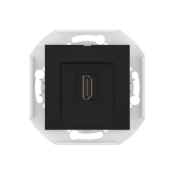 CADUCEUS ALING PRESTIGE Flush-mounted socket with Keystone HDMI module type A-A, black (soft touch), art. no. 60163.S (mechanism