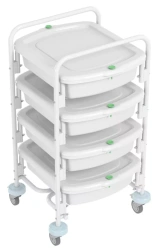 Endoscopic container trolley and containers for transportation and short-term storage of endoscopes TKE-4-"KRONT" according to T