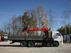 Special purpose vehicle with KMA type hydraulic loading crane on the basis of KAMAZ 43118 and its modifications 41K01N-UP