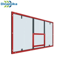 Basketball game shield made of monolithic polycarbonate (on a frame)