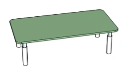 2-seater table (trapezoid, rectangular, semicircular) (adjustable/unadjustable)