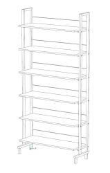 One-sided library shelving unit