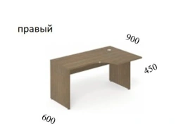 Right curved table on chipboard supports, depth 600/900 mm, item EVL166DX