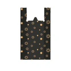 T-shirt bags, COMPLETE 100pcs, 31+18x59cm, HDPE, "Stars", 18 microns.