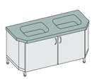End wash table with double sink "fibreglass" SM-2