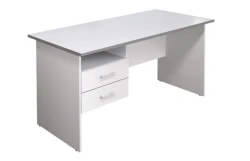 Desk with hanging left-hand side table with 2 drawers