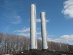 Unified factory-made steel water towers (Rozhnovsky system) with capacity of 15,25,50m3 and support height of 12,1.