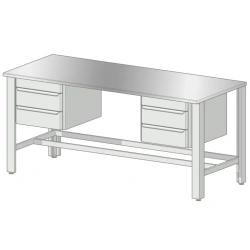 Locksmith's workbench with 304 stainless steel worktop and drawers. 1800x750 mm. (height 850 mm)