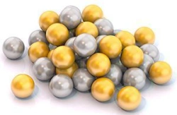 Balls dia. 6 cm (50 pcs. in a grid) gold and silver colour