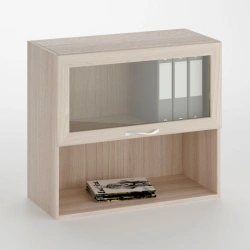 Hanging shelf with glass
