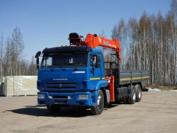 Special purpose vehicle with KMA type hydraulic loading crane on the basis of KAMAZ 65117 and its modifications 64K32N-UE