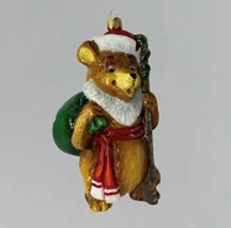 Handmade glass Christmas tree toy "Father Frost Bear"