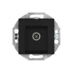 CADUCEUS ALING PRESTIGE Single flush-mounted aerial TV/FM socket, black (soft touch), art. no. 6012I.E1 (mechanism). 6012I.E1 (m