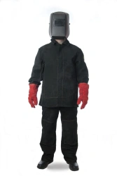 Special protective clothing.Men's suit for protection against sparks and splashes of molten metal, for protection against low te