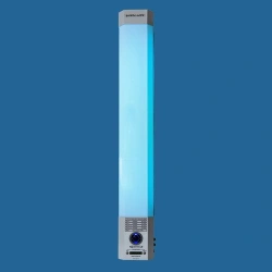 Two-lamp UV-bactericidal recirculator with forced air flow circulation for indoor air disinfection