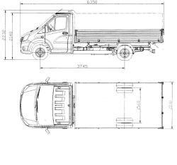 Dump truck GAZ-SAZ-250710 3-way unloading on the basis of chassis C41R92 GVWR 2500