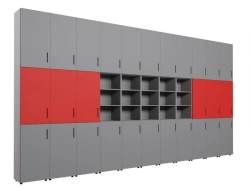 Built-in cupboard with open shelf, multi-sectional, closed, article no. 95735-001