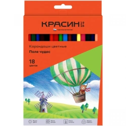 Coloured pencils Krasin "Field of Miracles", 18-colour, three-eye, sharpened, cardboard pack. pack.