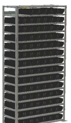 Shelf rack with 84 shelf containers
