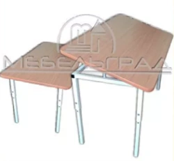 Rectangular adjustable 2-seater table with adjustable sloping table top Type 1