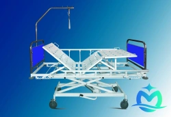 Functional medical bed "Oka-Medik" three-sectional with mechanical regulation of angles of inclination of sections, with adjustm