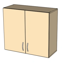 Hinged cupboard with shelf