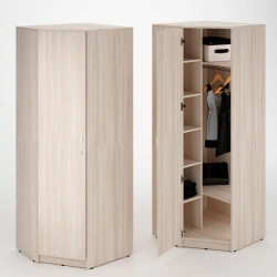 Corner cupboard with chromed rod and shelves