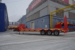 Semitrailer Politrans 94163-051. In design: metal platform with a loading platform, with ladders, with flatbed in the front part